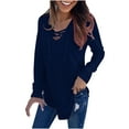 thumbnail image 2 of PNTUTB Women's Fashion V Neck Strap Loose T Shirt Long Sleeve Casual Pullover Comfortable Tops, 2 of 6