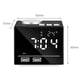 thumbnail image 4 of Radio despertador de 4.2 pulgadas con altavoz Bluetooth, doble reloj de alarma, puerto de carga USB, reproducción AUX TF Card, gran pantalla LED espejo regulable para dormitorio, cocina, escritorio. Levamdar  Regulaciones de EE. UU., 4 of 8