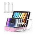 thumbnail image 1 of Estación de carga USB-A de 5 puertos MSTJRY con 7 cables, color rosa, 1 of 8