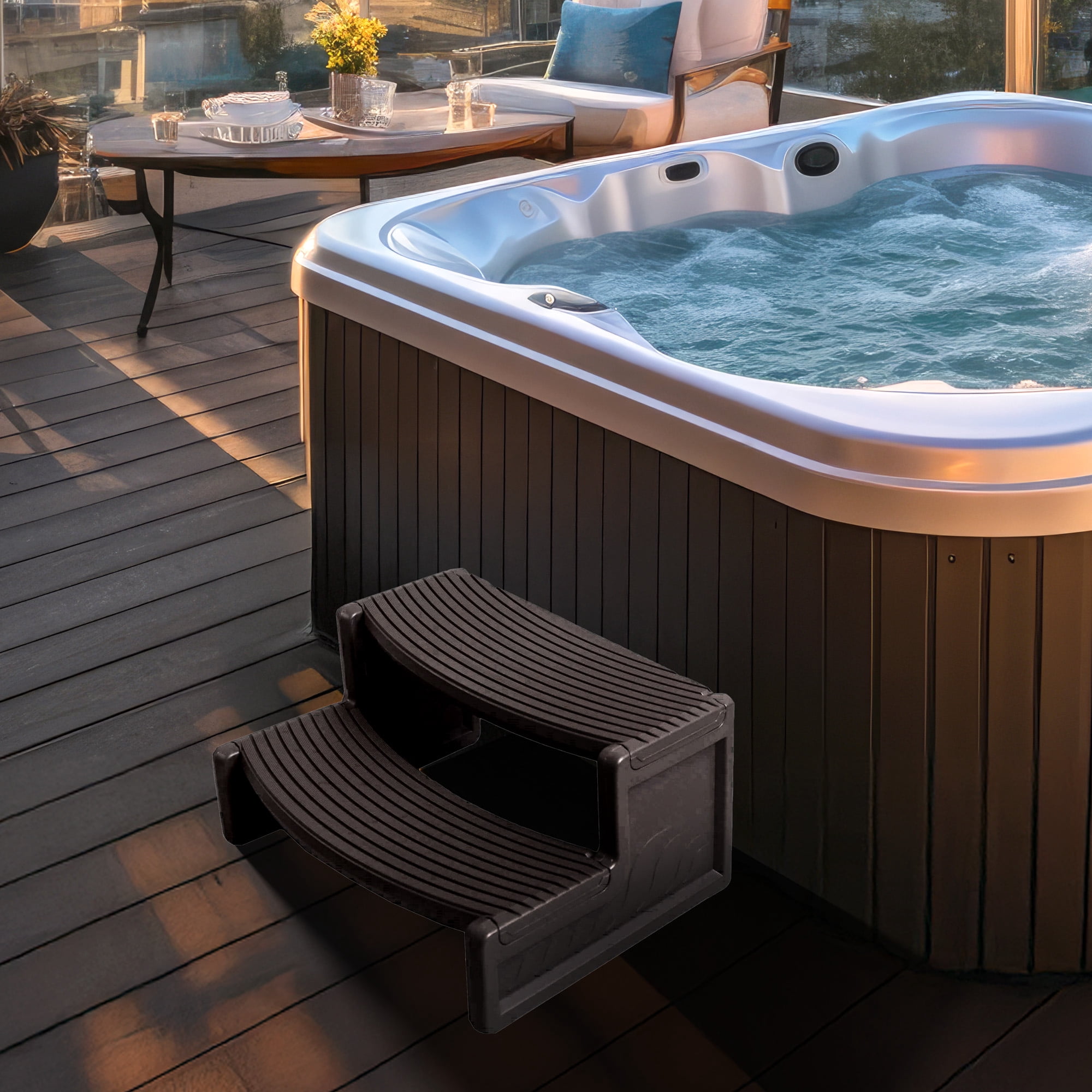 Confer Plastics Handi-Step Hot Tub Stairs for Spas, Deep Grey