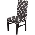 thumbnail image 1 of Dining Chair Cover Set Stretch Spandex Short Dining Chair Slipcovers Removable Washable Decorative Chair Protector Seat Covers for Dining Room Home Wedding Banquet Hotel Decor (White+Black, 2 Pack), 1 of 8