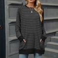 thumbnail image 2 of AherBiu Long Sleeve Tops for Women Striped Crewneck Fall Casual Loose Pullover T Shirts with Pockets, 2 of 7
