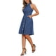 thumbnail image 4 of INSPIRE CHIC Vestido de Mujer de Mezclilla Ligero con Cuello Halter y Botones, Vestido A-Line Azul XL, 4 of 6