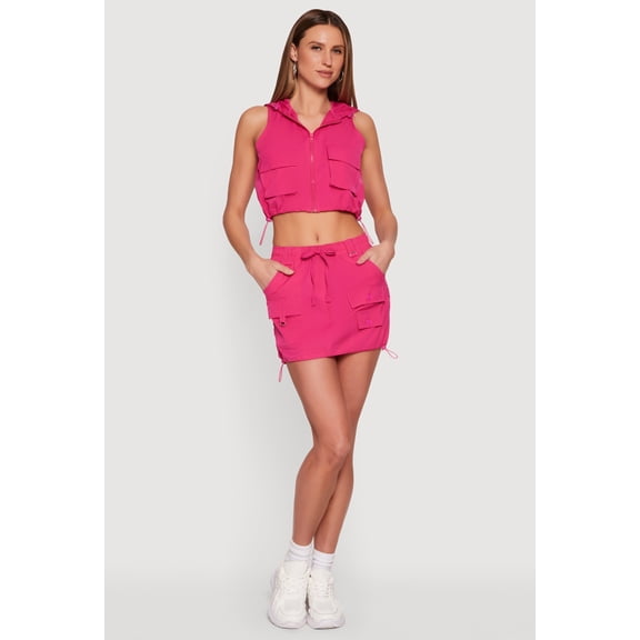 Women's Toggle Drawstring Hem Cargo Pocket Mini Skirt