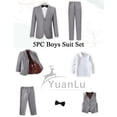 thumbnail image 2 of Traje formal YuanLu para niños, 5 piezas, ajustado, gris, talla 20, 2 of 6