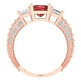 thumbnail image 4 of 3.61 ct Emerald Cut Natural Garnet 3 Stone 14K Rose Gold Womens Engagement Ring, 4 of 5