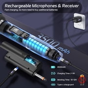 JYX Dual Wireless Microphone, Handheld Wireless Bluetooth Karaoke Microphone with Rechargeable Receiver, Metal Professional Dynamic Microphone for Singing, Speech, U60
