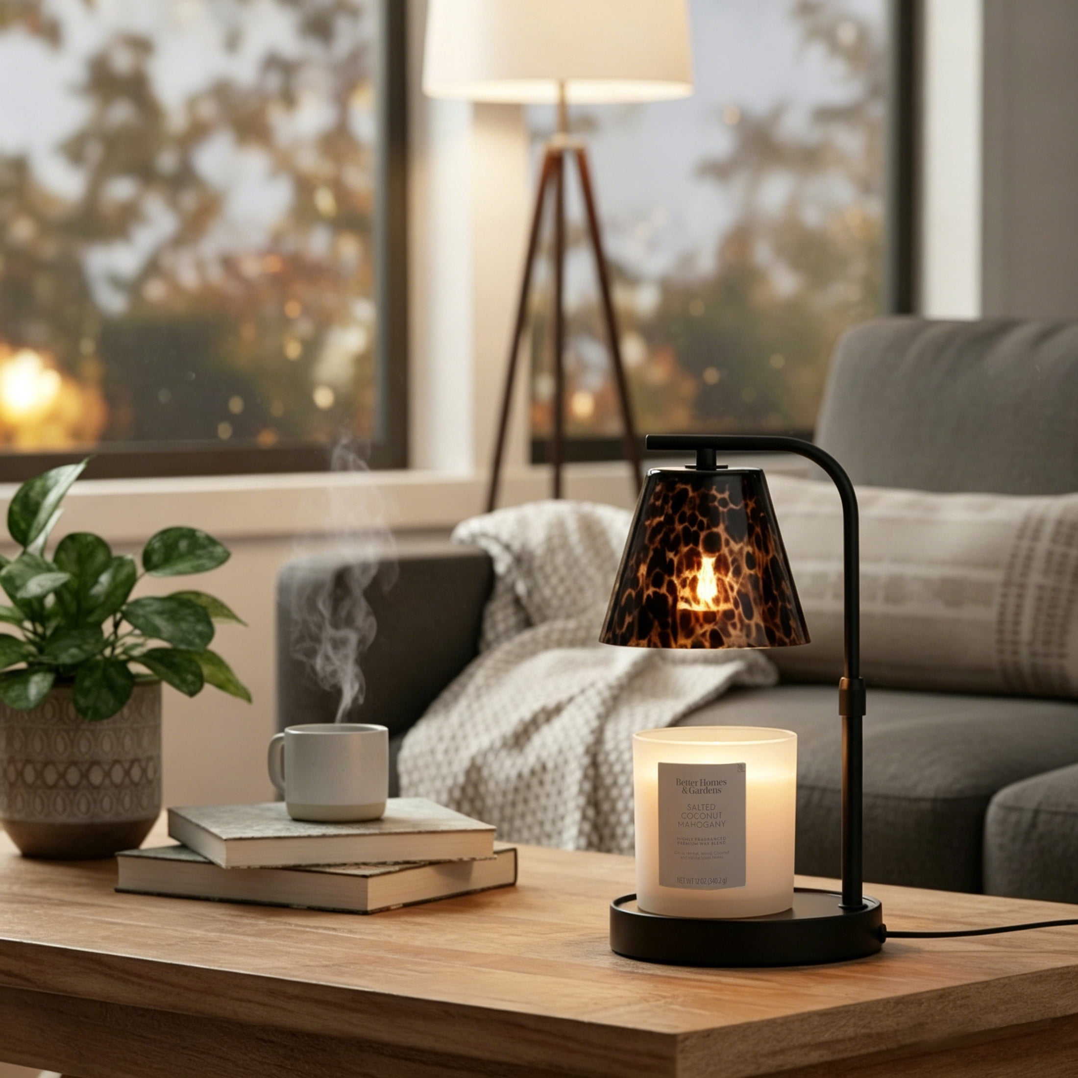 Better Homes & Gardens Candle Warmer Lamp, Wax Candle Warmer for Home Fragrance, Dark Tortoise