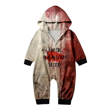 

Halloween Print Parent-Child Outfit Hooded Zipper One-Piece Fashionable Home Suit Set