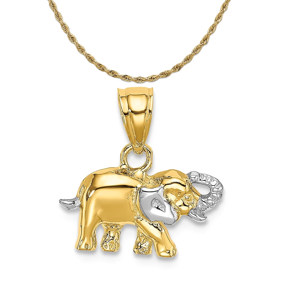 10K Yellow Gold Rhodium Plating Small Elephant Charm 11.6mm X 13.66mm 10K Yellow Gold Rhodium Plating Small Elephant Charm 11.6mm X 13.66mm