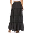 thumbnail image 2 of Sakkas Solid Embroidered Gypsy / Bohemian Full / Maxi / Long Cotton Skirt - Black - One Size, 2 of 5
