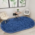 thumbnail image 4 of TWINNIS Super Fluffy Oval Area Rugs for Bedroom Living Room Nursery Room,2.6'x5.3',Navy, 4 of 7