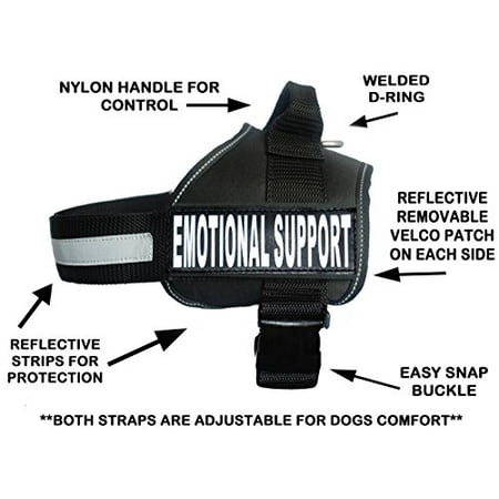 Emotional Support Nylon Dog Vest Harness. Purchase Comes with 2 Reflective Emotional Support Velcro pathces. Please Measure Your Dog Before Ordering (Girth 24-31