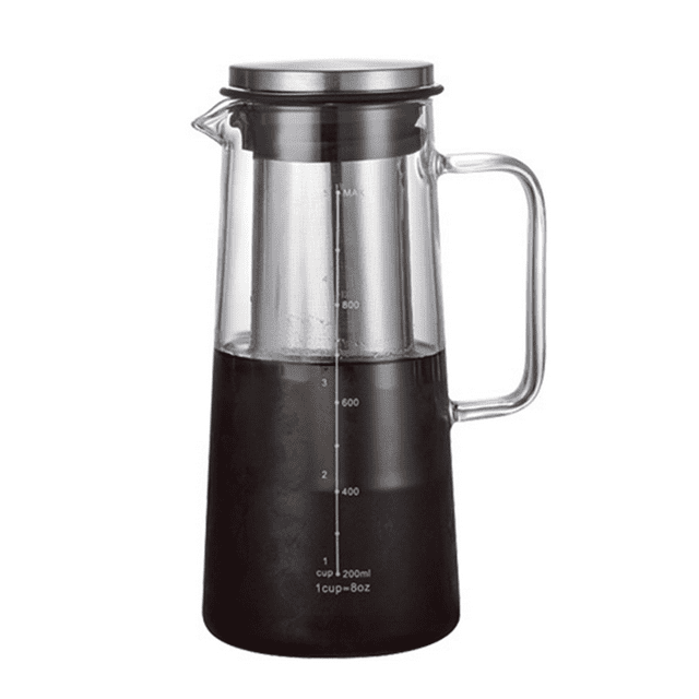 LOVEVER Cold Brew Coffee Maker 36OZ Glass & Stainless Steel Iced Coffee Pitcher with Handle and Double Layer Fine Mesh Filter