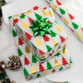 thumbnail image 4 of Christmas Tree Wrapping Paper Roll - Metallic Foil Shine Green, Gold, Red for Christmas, New Year - Mini Roll - 17 Inch x 33 Ft(46.8 sq.ft.ttl.), 4 of 15