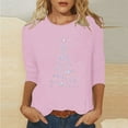 thumbnail image 2 of Oalirro Christmas Shirts for Women 3/4 Sleeve Sparkle Glitter Xmas Tree Print Tops, 2 of 5