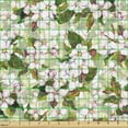 thumbnail image 2 of Ambesonne Cherry Blossom Fabric by the Yard Upholstery, Asian Flowers Spring, 3 Yards, Pale Pink Jade Green, 2 of 5