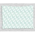 thumbnail image 1 of Seafoam Tapestry, Tangled Lines with Rhombus Pattern Symmetrical Geometric Composition, Wall Hanging for Bedroom Living Room Dorm Decor, 80W X 60L Inches, Pale Blue Seafoam White, by Ambesonne, 1 of 2