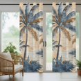 thumbnail image 3 of Outdoor Curtains for Patio Waterproof, Navy Blue Brown Windproof Pravicy Outside Porch Blackout Curtain, Tropical Botanical Palm Leaves Retro Sun Blocking Grommets Curtains for Cabana Gazebo 54"x108", 3 of 9