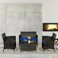 thumbnail image 4 of Gymax 4PCS Patio Rattan Conversation Furniture Set Outdoor w/ Navy Cushion, 4 of 10