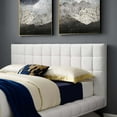 thumbnail image 6 of Contemporary Modern Urban Designer Bedroom Queen Size Platform Bed Frame, Velvet Fabric, White, 6 of 6