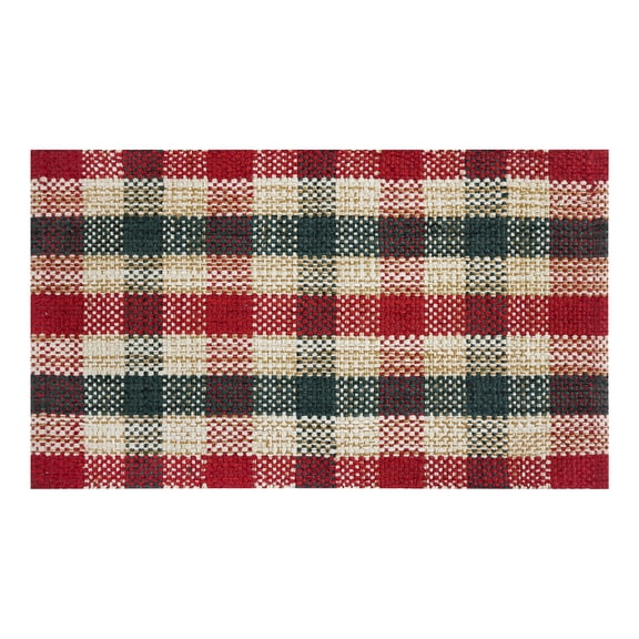 Holiday Time Red & Green Plaid Accent Rug 20" x 34"