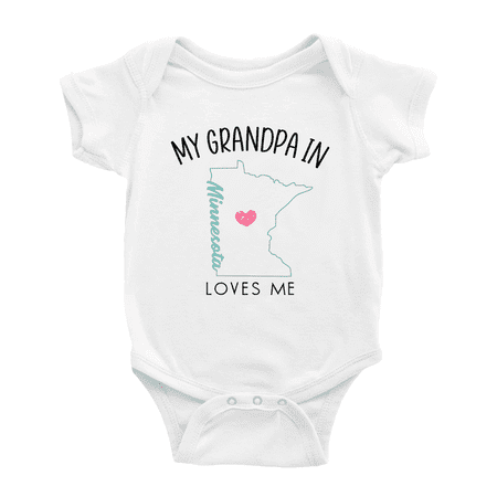 

My Grandpa In Minnesota Loves Me Baby Clothing For Boy Girl Bodysuits 6-12 Months
