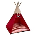 thumbnail image 3 of Casa tipi para mascotas con cojín grueso, cama tipi semicerrada, cama para cachorros para conejos Rojo, 3 of 9