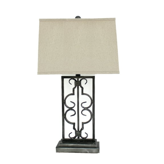 Teton Home Industrial Table Lamp With Stacked Metal Pedestal