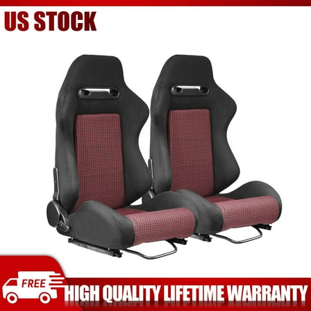 New Universal Racing Seats, 2PCS PVC Suede and Leather Racing Bucket Seats