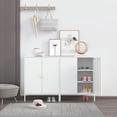 thumbnail image 3 of Elegant Metal Locker Cabinet with 2 Doors, Metal Accent Cabinets with 2 Adjustable Shelves, Sideboard for Kitchen Living Room Hallway Entryway,White, 3 of 7