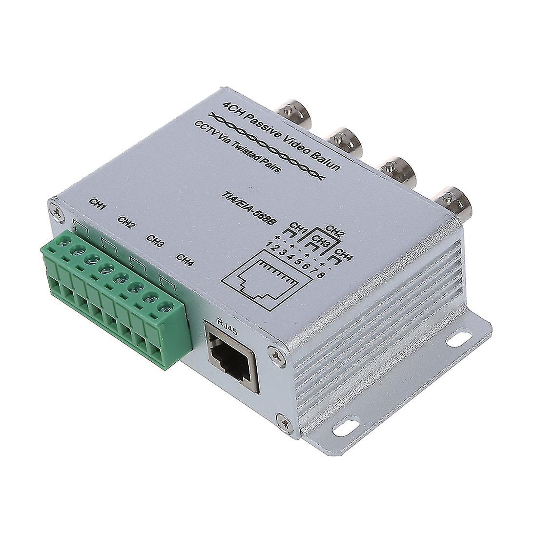 Balun Vídeo Passivo BeElion 4 Canais - Conversor BNC Para RJ45 CCTV