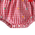 thumbnail image 5 of Pandaie Toddler Girls Christmas Gingham Long Sleeve Bubble Romper Plaid Bow Headband Winter Holiday Infant Outfit Set Red,6-12 Months, 5 of 7