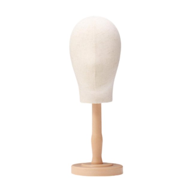 Bunblic Mannequin Head Multifunctional Hat Rack Standing Stand for Cap Salon Wood Color Medium