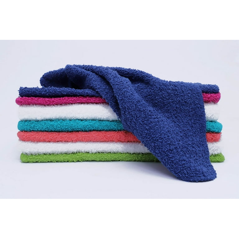 18 Mainstay Washcloth 100% Cotton 11 x 11 Bright Color Face Wash Cloth  (A)