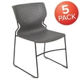 thumbnail image 3 of Flash Furniture HERCULES Series 5 Pack 661 lb. Capacity Gray Full Back Stack Chair with Black Powder Coated Frame, 3 of 9