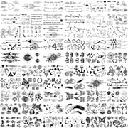 Yazhiji Tiny Waterproof Temporary Tattoos - 60 Sheets, Moon Stars Constellations Music Compass Anchor Words Lines Flowers for Kids Adults Men and Women