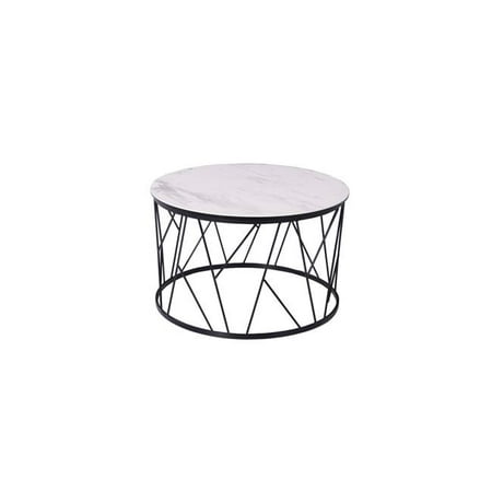 - Whiteline ST1629-WHT Zeus Side Table - 6 mm Glass Layer & 3 mm White Ceramic Top, Matte Black Powder Coated Iron Base