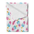 thumbnail image 2 of Ice Cream Soft Flannel Fleece Throw Blanket, Pattern with Refreshing Watercolor Popsicles on White Background, Cozy Plush for Indoor and Outdoor Use, 60" x 80", Earth Yellow Pale Blue, by Ambesonne, 2 of 5