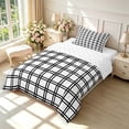 thumbnail image 2 of Manfei Modern Plaid Twin Comforter Sets,Contemporary Checkered Bedding Set,White Black,Reversible,2pcs,1 Comforter and 1 Pillowcase,2pcs,1 Comforter and 1 Pillowcase, 2 of 7