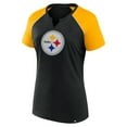 thumbnail image 2 of Women's Fanatics Black/Gold Pittsburgh Steelers Glittered Primary Raglan T-Shirt, 2 of 3