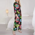 thumbnail image 3 of Naloa Vector Mexican Otomi Style Bright Pajamas for Women Set, Womens Pajama Sets, Lounge Sets for Women, 2pjs for Women-Medium, 3 of 7