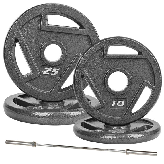 FlexWave 6FT Olympic Barbell Weight Set with 70β160LB 3-Hole Cast Iron Grip Plates, Home Gym Strength Training Kit