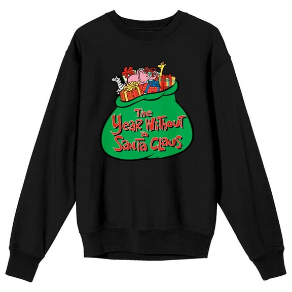 The Year Without Santa Claus Key Art Title Logo Women's Black Crew Neck Sweatshirt-XL