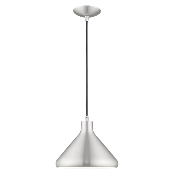 41178-66 Livex Lighting Metal Shade - 1 Light Mini Pendant in Coastal Style - 10.5 Inches wide by 14 Inches high-Brushed Aluminum Finish