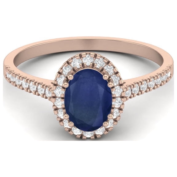 Mooneye 7x5mm Oval Blue Sapphire 925 Sterling Silver Rose Vermeil Valentines Day Gift Women Ring