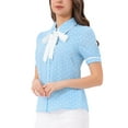 thumbnail image 4 of INSPIRE CHIC Women's Polka Dots Blouse Peter Pan Collar Bow Tie Neck Puff Sleeve Vintage Shirt Top S Baby Blue, 4 of 6