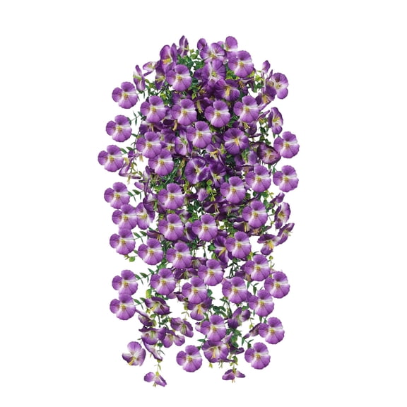 Artificial Violet & Eucalyptus Greenery - Faux Flower Vine with Green Leaves, Decorative Plastic Plant for Living Room Ceiling, Wall & Home Decor