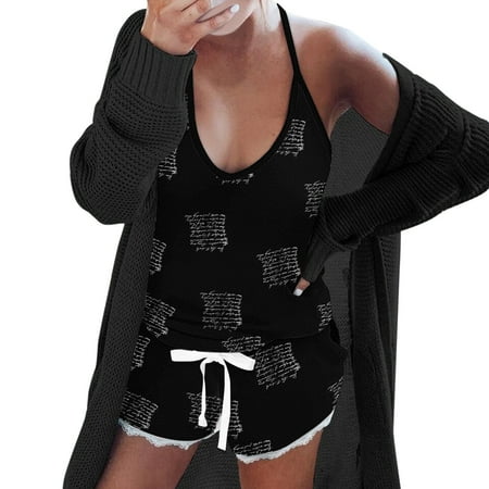

ASEIDFNSA Jean Shorts Suit for Women Women Plus Size Cover Ups Women Love Printed Top Short Sets Pajamas Sleeveless Cami Shorts Lingerie Sleepwear Set Homewear Fashion Set