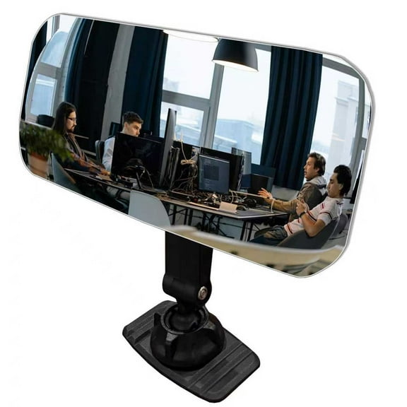 Cubicle Accessories Acrylic Desk Mirror Office Cubicle for Cubicle Desk Computer PC Monitor to See Behind You,Stick-on Convex Mirror for Car Personal Safety (6.69" x 2.98")